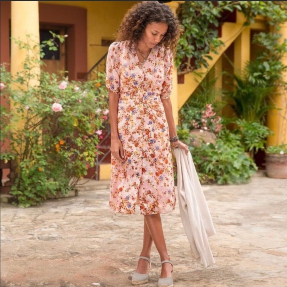 LIKE NEW COTTAGECORE SUNDERANCE 100% SILK SONORA BLOOM DRESS SZ 4